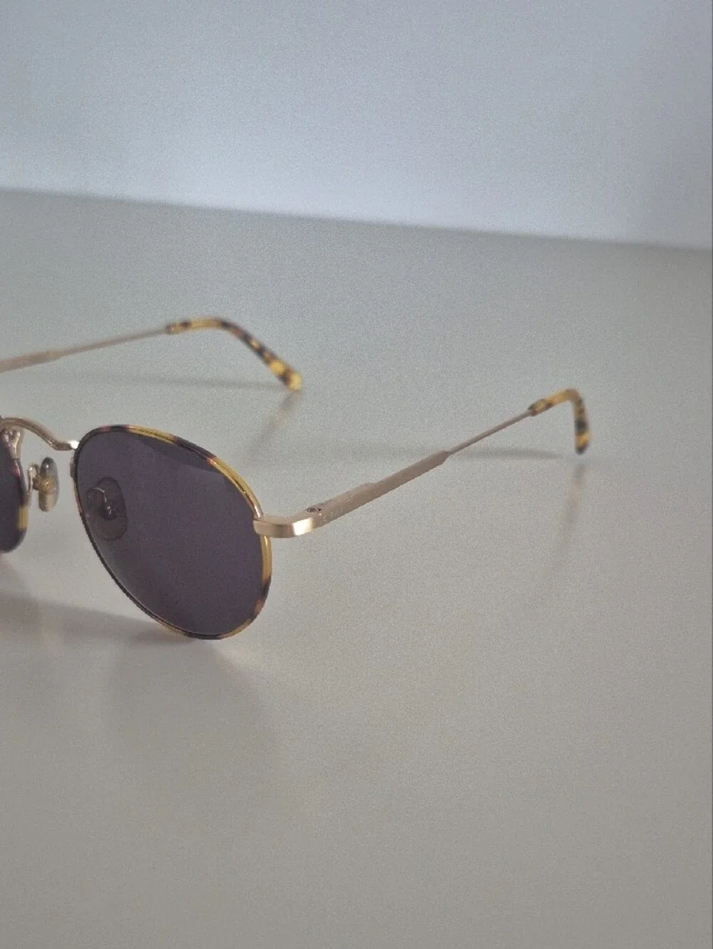 New Crap Eyewear - Round Light Tortoiseshell Frame Sunglasses with Gold Accents